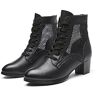 VEACAM Dames Jazz Dance Boots, Chunky Heels Leather Dancing Sneakers Lace-Up High Top Dancing Shoes,Black mesh,38 EU