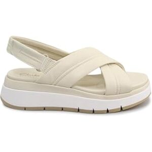 Clarks Premium Dames Toscaanse kruis sandalen, crème leer, 4 UK, Crème Leer, 37 EU Clarks Premium Dames Toscaanse kruis sandalen, crème leer, 4 UK, Crème Leer, 37 EU