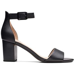 Clarks Dames Deva Mae enkelbandje hakken, Zwart leder, 38 EU Clarks Dames Deva Mae enkelbandje hakken, Zwart leder, 38 EU