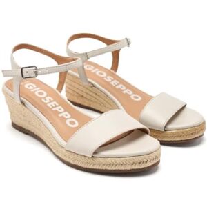 GIOSEPPO Yalaha damessandalen van zwart leer met jute wig, Ivoor, 39 EU GIOSEPPO Yalaha damessandalen van zwart leer met jute wig, Ivoor, 39 EU