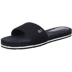 Tommy Hilfiger Dames Th Textured Flat Sandal Fw0fw06438 Platte Espadrilles, Zwart, 36 EU Tommy Hilfiger Dames Th Textured Flat Sandal Fw0fw06438 Platte Espadrilles, Zwart, 36 EU
