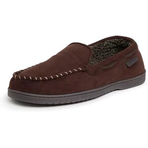 Dearfoams Mocassin met zweepsteek voor heren, Koffie Microsuede, Medium Dearfoams Mocassin met zweepsteek voor heren, Koffie Microsuede, Medium
