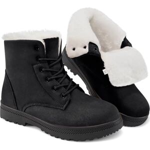 Harence Winter Snow Boots for Women Comfortable Outdoor Anti-Slip Ankle Boots Suede Warm Fur Lined Booties Lace Up Platform Boots Harence Winter Snow Boots for Women Comfortable Outdoor Anti-Slip Ankle Boots Suede Warm Fur Lined Booties Lace Up Platform Boots