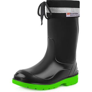 Ladeheid Kinderen Meisje Jongen Rubberen Regenlaarzen met Manchet LA-972 (Zwart/Groen, 26 EU) Ladeheid Kinderen Meisje Jongen Rubberen Regenlaarzen met Manchet LA-972 (Zwart/Groen, 26 EU)