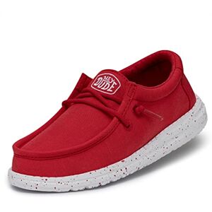 HEYDUDE Hey Dude Wally Youth Slub Canvas Moccasin, Rood, 33 EU, rood, 33 EU HEYDUDE Hey Dude Wally Youth Slub Canvas Moccasin, Rood, 33 EU, rood, 33 EU