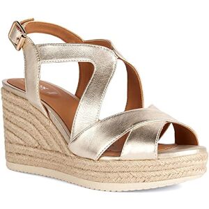 Geox Dames D Ponza espadrille sleehak sandaal, Lt Gold, 41 EU Geox Dames D Ponza espadrille sleehak sandaal, Lt Gold, 41 EU