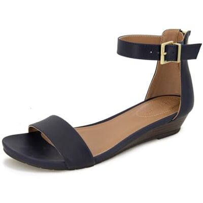 Kenneth Cole REACTION Dames Viber 2 Stuk Wedge Sandaal, Navy, 6.5 UK Kenneth Cole REACTION Dames Viber 2 Stuk Wedge Sandaal, Navy, 6.5 UK