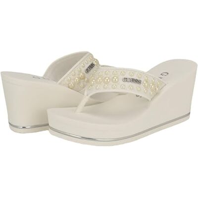 GUESS Dames Silus Wedge Sandaal, M US, Wit 140, 39.5 EU GUESS Dames Silus Wedge Sandaal, M US, Wit 140, 39.5 EU