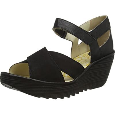 Fly London Dames Yent365fly Wedge sandaal, Zwart, 41 EU Fly London Dames Yent365fly Wedge sandaal, Zwart, 41 EU