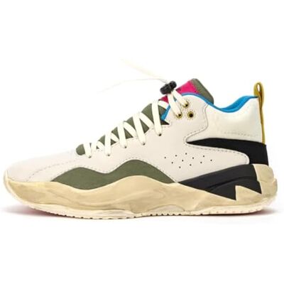BRAND BLACK BRANDBLACK Villain uniseks sneakers voor volwassenen, wit, olijfgroen, zwart, maat 43 EU, White Olive Black BRAND BLACK BRANDBLACK Villain uniseks sneakers voor volwassenen, wit, olijfgroen, zwart, maat 43 EU, White Olive Black