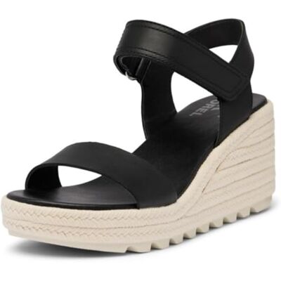 Sorel Dames Cameron Wedge Sandaal, Zwart/Krijt, 8 UK, Zwart Krijt, 41 EU Sorel Dames Cameron Wedge Sandaal, Zwart/Krijt, 8 UK, Zwart Krijt, 41 EU