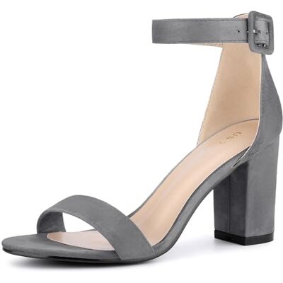 Allegra K Vrouwen Hoge Chunky Heel Gesp Enkelband Sandalen, Grijs, 39.5 EU Allegra K Vrouwen Hoge Chunky Heel Gesp Enkelband Sandalen, Grijs, 39.5 EU
