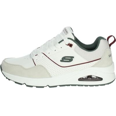 Skechers Uno Retro One Sneakers voor heren, Witte Duraleather Suede Groen Mesh Burg, 41 EU Skechers Uno Retro One Sneakers voor heren, Witte Duraleather Suede Groen Mesh Burg, 41 EU