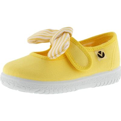 victoria 105110-KIDS Ballerina Ojalá Canvas & klittenbandsluiting & strik gestreept dienblad Unisex kinderen, Geel, 25 EU victoria 105110-KIDS Ballerina Ojalá Canvas & klittenbandsluiting & strik gestreept dienblad Unisex kinderen, Geel, 25 EU