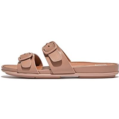 fitflop GRACIE RUBBER-BUCKLE TWO-BAR LEATHER SLIDES, schuifsandalen, beige, 56 EU fitflop GRACIE RUBBER-BUCKLE TWO-BAR LEATHER SLIDES, schuifsandalen, beige, 56 EU