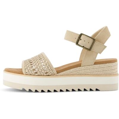 TOMS Diana Wedge sandaal voor dames, Champagne Metallic Basket Weave Suede, 37 EU TOMS Diana Wedge sandaal voor dames, Champagne Metallic Basket Weave Suede, 37 EU