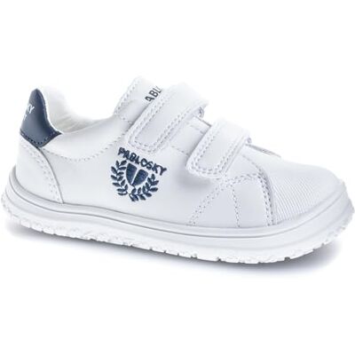 Pablosky Kinders Wit Blauwe Sneakers - Kinderschoenen Pablosky Kinders Wit Blauwe Sneakers - Kinderschoenen
