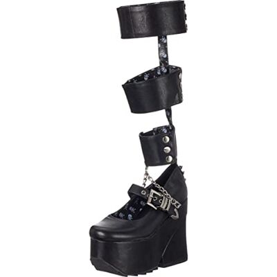 LAMODA Raven's Call Chunky Platform Wedge Boots, EU 40, Black PU, 40 EU LAMODA Raven's Call Chunky Platform Wedge Boots, EU 40, Black PU, 40 EU