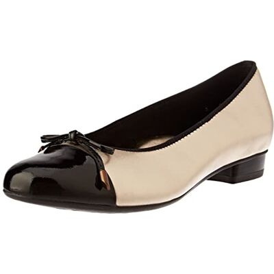 ARA Bari gesloten ballerina's voor dames, zwart platina, 37 EU Smal ARA Bari gesloten ballerina's voor dames, zwart platina, 37 EU Smal
