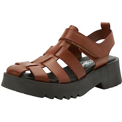 Fly London Maie850fly Wedge sandaal voor dames, Cognac, 41 EU Fly London Maie850fly Wedge sandaal voor dames, Cognac, 41 EU