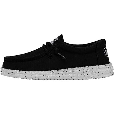 HEYDUDE Hey Dude Wally Youth Slub Canvas Jeugdloafers Instapschoenen voor kinderen Comfortabel en lichtgewicht, Zwart, 11 Big Kid HEYDUDE Hey Dude Wally Youth Slub Canvas Jeugdloafers Instapschoenen voor kinderen Comfortabel en lichtgewicht, Zwart, 11 Big Kid