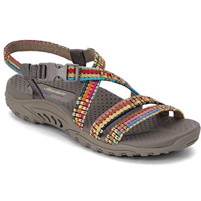 Skechers Reggae Sew Me Damessandalen, geweven riempjesslingback sandaal, Taupe Multi, 43 EU Skechers Reggae Sew Me Damessandalen, geweven riempjesslingback sandaal, Taupe Multi, 43 EU