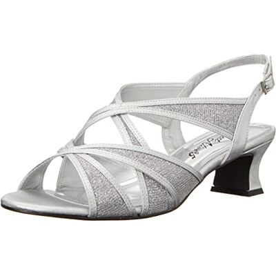 Easy Street Dames Tristen sandaal met hak, zilveren glitter, 40 EU Easy Street Dames Tristen sandaal met hak, zilveren glitter, 40 EU