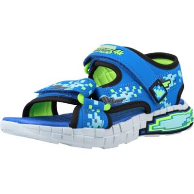 Skechers Mega Splash 4k platte sandalen voor baby's en kinderen, Blauw Lime, 21 EU Skechers Mega Splash 4k platte sandalen voor baby's en kinderen, Blauw Lime, 21 EU