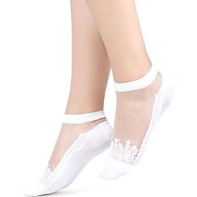 Yuko B. Elegante voile sokken voor dames Ultra duurzaam en comfortabel Diva witte sokken machinewasbaar ideaal voor sneakers, hoge hakken cadeau-idee voor dames, Wit, 36-41 EU Yuko B. Elegante voile sokken voor dames Ultra duurzaam en comfortabel Diva witte sokken machinewasbaar ideaal voor sneakers, hoge hakken cadeau-idee voor dames, Wit, 36-41 EU