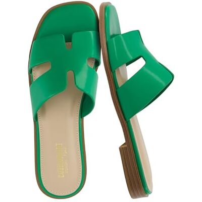 CUSHIONAIRE Voyage Cutout Strap Slides for Women, Slip On Summer Flats, Trendy Footwear, Comfortable Vacation Style Sandals for Women 2025, KELLY GREEN 7 CUSHIONAIRE Voyage Cutout Strap Slides for Women, Slip On Summer Flats, Trendy Footwear, Comfortable Vacation Style Sandals for Women 2025, KELLY GREEN 7