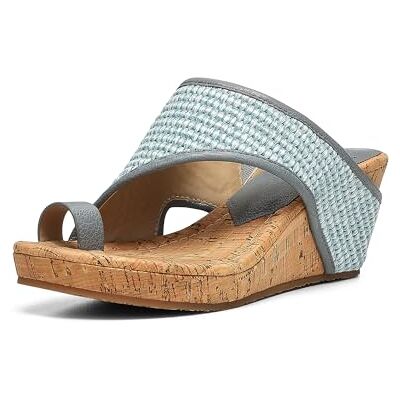 Donald Pliner Dames Gyer Crocco Patent Wedge Sandaal, Denim, 37 EU Donald Pliner Dames Gyer Crocco Patent Wedge Sandaal, Denim, 37 EU