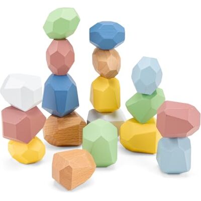 Woet Houten balansblokken voor peuters vanaf 18 maanden, 18 stuks, Montessori, stapelstenen, speelgoed met opbergtas, vroeg leren kleuterschool, educatief speelgoed voor jongens en meisjes Woet Houten balansblokken voor peuters vanaf 18 maanden, 18 stuks, Montessori, stapelstenen, speelgoed met opbergtas, vroeg leren kleuterschool, educatief speelgoed voor jongens en meisjes