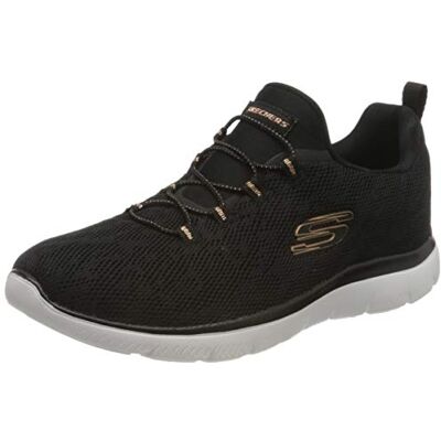 Skechers dames Summits Leopard Spot Trainers, Black Mesh / Rose Gold Trim, 36.5 EU Skechers dames Summits Leopard Spot Trainers, Black Mesh / Rose Gold Trim, 36.5 EU
