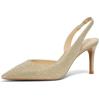 Michael Kors Alina Flex Sling Pump, damesschoenen met hak, Pale Gold, 36.5 EU Michael Kors Alina Flex Sling Pump, damesschoenen met hak, Pale Gold, 36.5 EU