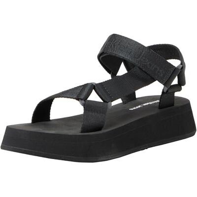 Calvin Jeans Dames Sandaal Velcro Webbing in Mtl, Zwart, 39 EU Calvin Jeans Dames Sandaal Velcro Webbing in Mtl, Zwart, 39 EU