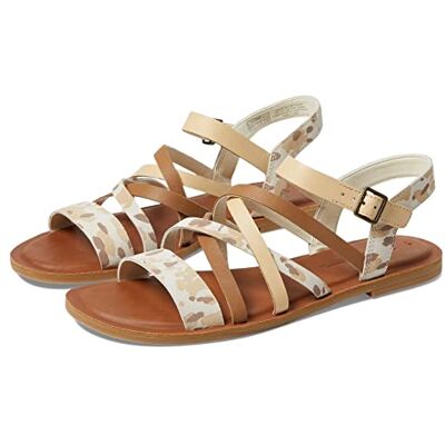 TOMS Sephina platte sandaal voor dames, Beige abstracte koe print, 38.5 EU TOMS Sephina platte sandaal voor dames, Beige abstracte koe print, 38.5 EU