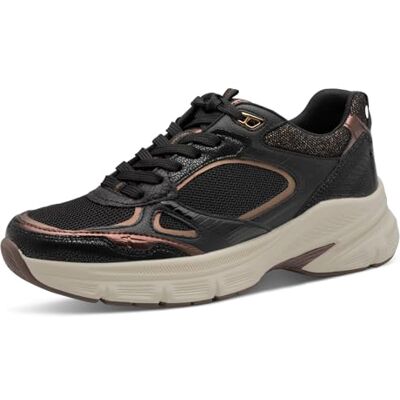 Tamaris Lage sneakers voor dames, zwart/brons, 38 EU, Black Bronce, 38 EU Tamaris Lage sneakers voor dames, zwart/brons, 38 EU, Black Bronce, 38 EU