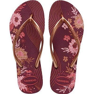 Havaianas Slanke biologische, stijlvolle, duurzame en veelzijdige flip-flops, met antislip zool, dames, Paarse grond, 34 EU Havaianas Slanke biologische, stijlvolle, duurzame en veelzijdige flip-flops, met antislip zool, dames, Paarse grond, 34 EU