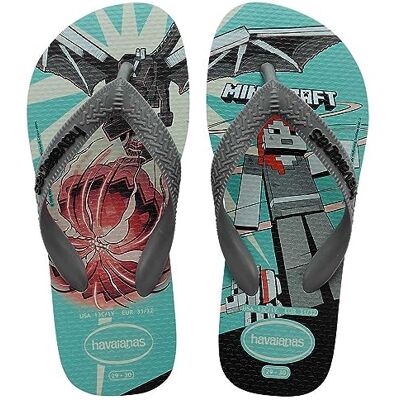 Havaianas Kids Minecraft White Blue Comfy uniseks-kind Teenslipper Havaianas Kids Minecraft White Blue Comfy uniseks-kind Teenslipper