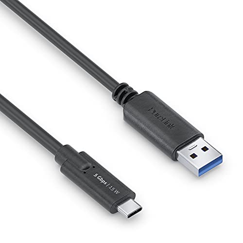 PureLink USB-C naar USB-A-kabel, USB 3.1 Gen 1 met 5 GB/s gegevensoverdracht, zwart, 1,00 m