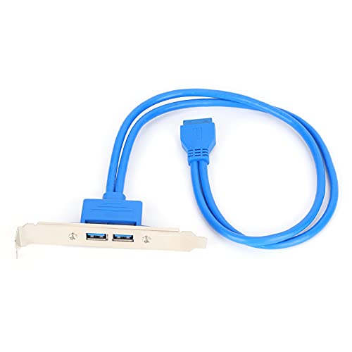 ASHATA Dual USB Baffle-kabel, 5 Gbps USB P Baffle-lijnpoort A Female Baffle-kabel voor 19,7 Inch voor Verlengbeugel Hostadapter (Blauw)