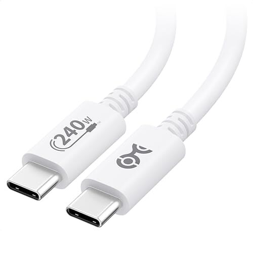 Cable Matters [USB-IF gecertificeerd] 240W USB C-kabel 2,0 m in wit voor MacBook Pro, iPad Pro, iPhone 15 Pro, Apple Vision Pro (140 W USB C-oplaadkabel, USB C-oplaadkabel, USB 2.0, geen video)