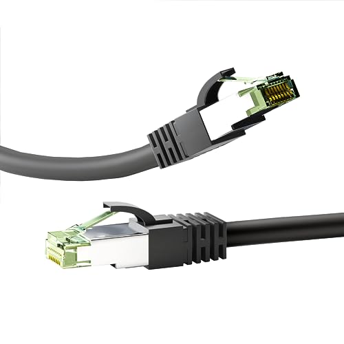 goobay 66723 RJ45 patchkabel CAT 8.1 / RJ45 stekker / 8K Gaming PS5 Playstation 5 & Xbox / 2.000 MHz/OFC netwerkkabel/DSL-kabel/zwart/LAN-kabel 3 m