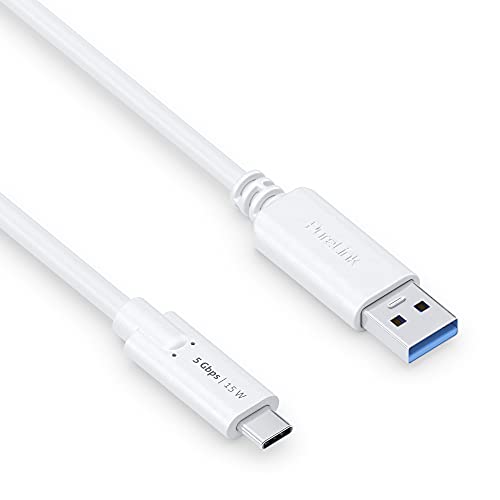 PureLink USB-C naar USB-A-kabel, USB 3.1 Gen 1 met 5 GB/s gegevensoverdracht, wit, 0,50 m