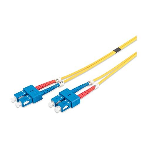 Digitus DK-2922-05 – Glasvezelkabel OS2 – 5 m – SC naar SC – Duplex Glasvezelkabel – 1/10 Gbit/s – SM Singlemode Glasvezel LAN-kabel – Vezeltype: 9/125 µ – Geel (Yellow)