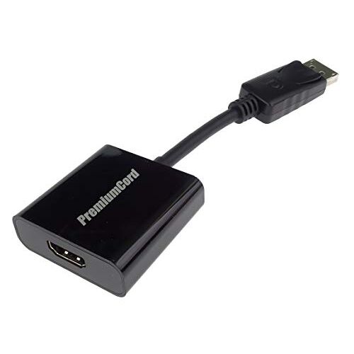 PremiumCord DisplayPort naar HDMI-adapter, Video FULL HD 1080p 60Hz, DisplayPort-stekker op HDMI-aansluiting, lengte: 15cm, zwart