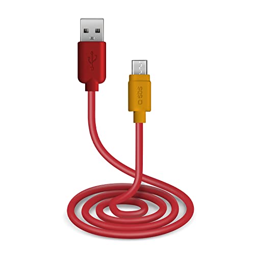 SBS Opladen en datakabel met USB-poorten 2.0 en micro-USB-poorten, lengte 1 m, rood