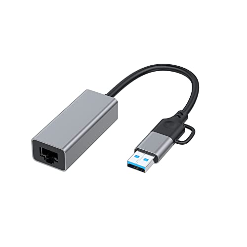 Fxndknjks USB Type C aan RJ45 Getelegrafeerde Netwerkkaart Externe Bedrade USB 3.0 aan Ethernet-Adapter voor Laptop PC, 1000Mbps