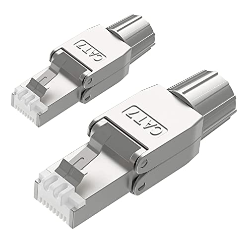 TsoLay 2 stuks voor RJ45 CAT7 stekker connector gereedschap vrij afgeschermd gereedschapsloos modulaire netwerkstekker voor installatiekabels