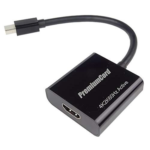PremiumCord Mini Displayport op HDMI-adapter, video 4K @ 60Hz UHD 2160p, FULL HD 1080p, 3D, Mini DisplayPort 1.2 stekker op HDMI 2.0-aansluiting, lengte: 20cm, zwart